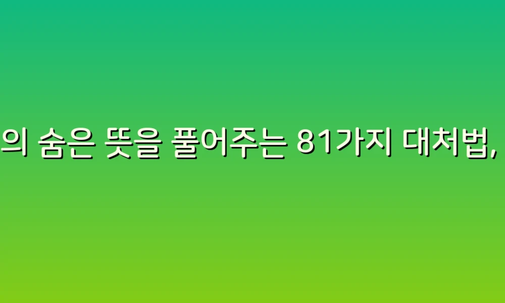 꿈의 숨은 뜻을 풀어주는 81가지 대처법, 당신의 꿈을 이해하는 첫걸음!