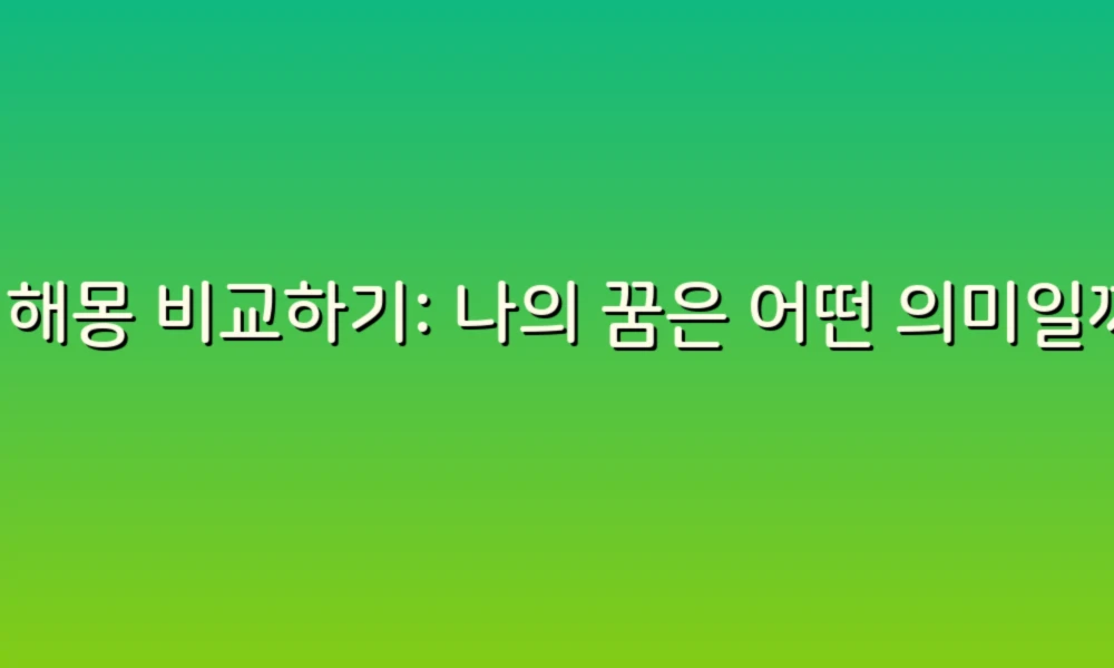 꿈 해몽 비교하기: 나의 꿈은 어떤 의미일까?