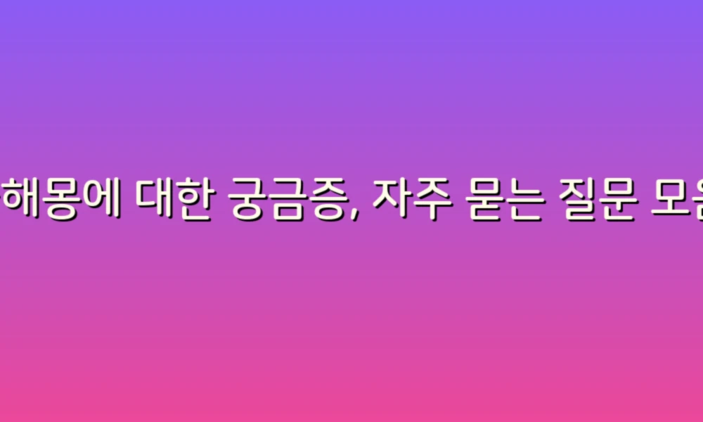 꿈해몽에 대한 궁금증, 자주 묻는 질문 모음!