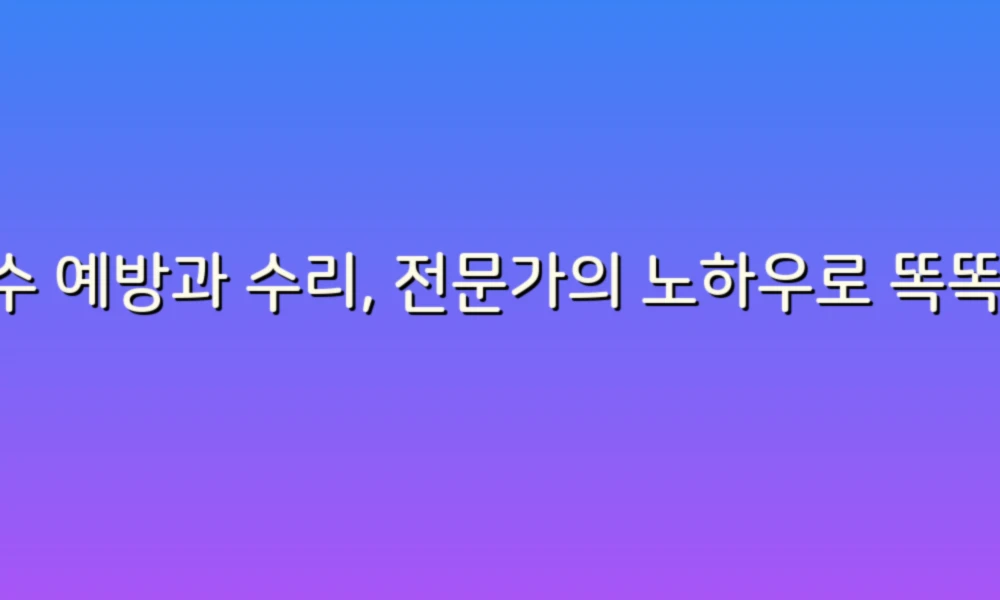 누수 예방과 수리, 전문가의 노하우로 똑똑한 집 만들기!