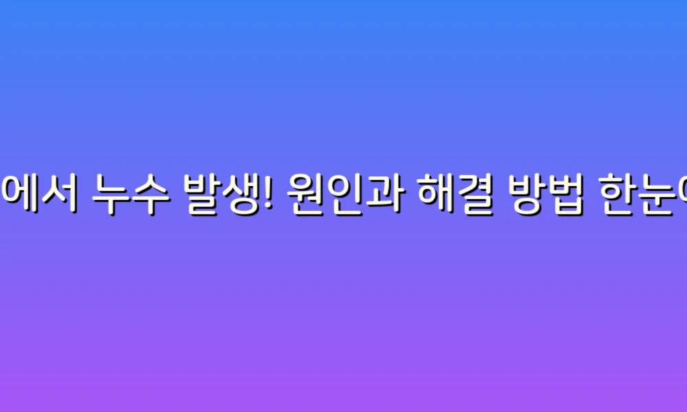 집에서 누수 발생! 원인과 해결 방법 한눈에 알아보기