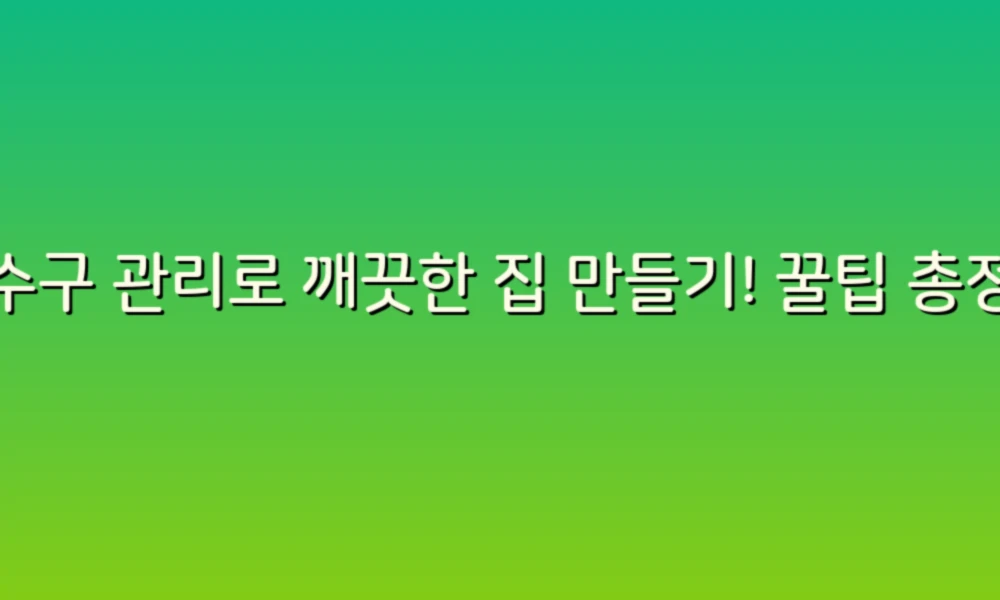 배수구 관리로 깨끗한 집 만들기! 꿀팁 총정리
