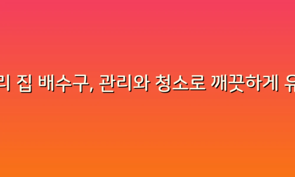 우리 집 배수구, 관리와 청소로 깨끗하게 유지하는 팁!