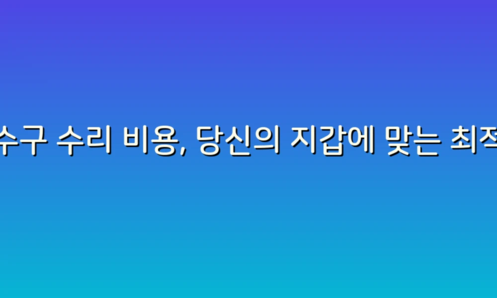 배수구 수리 비용, 당신의 지갑에 맞는 최적의 선택!