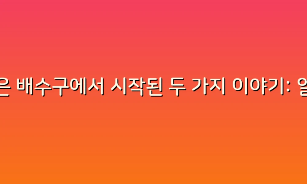 작은 배수구에서 시작된 두 가지 이야기: 일상 속 숨은 이야기들