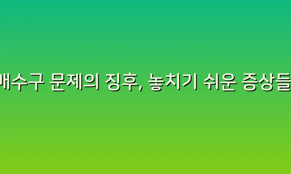 배수구 문제의 징후, 놓치기 쉬운 증상들!