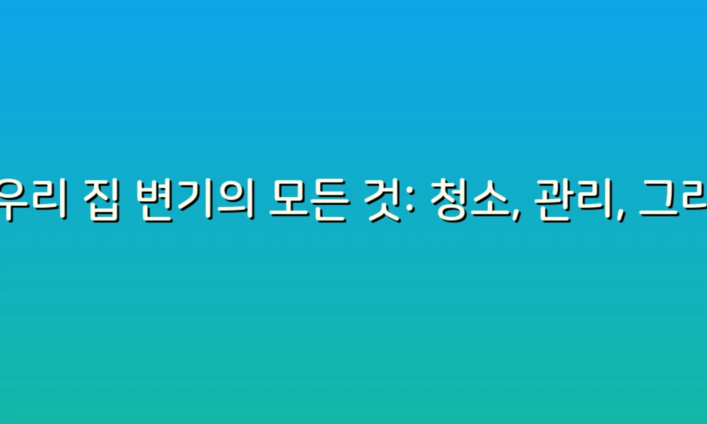 우리 집 변기의 모든 것: 청소, 관리, 그리고 추천 리스트!