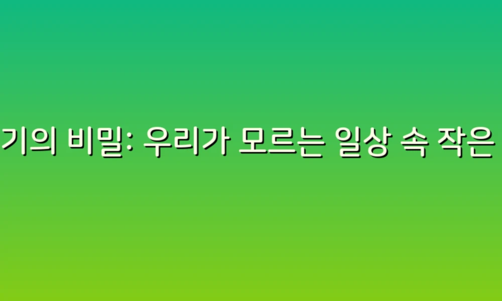 변기의 비밀: 우리가 모르는 일상 속 작은 이야기들