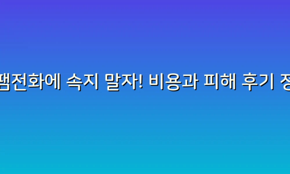 스팸전화에 속지 말자! 비용과 피해 후기 정리