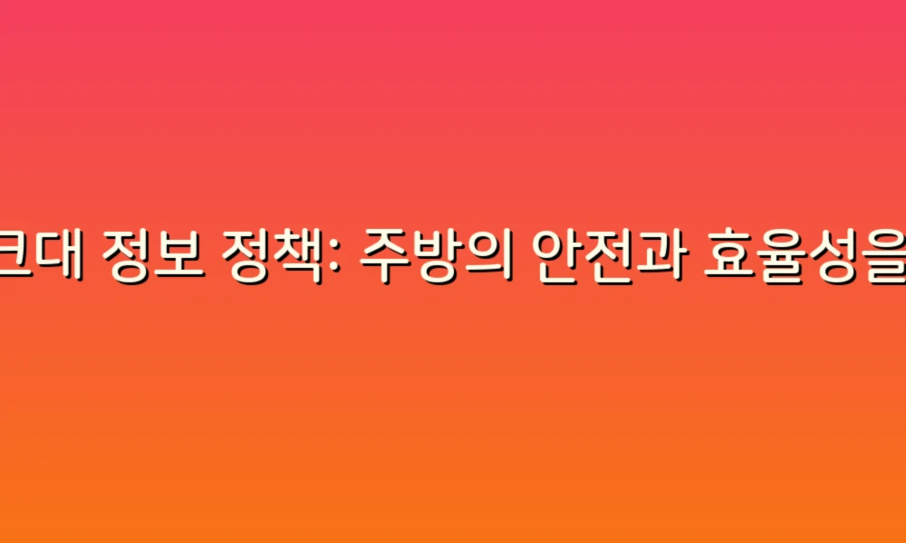 싱크대 정보 정책: 주방의 안전과 효율성을 위한 필수 가이드