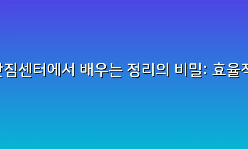 이삿짐센터에서 배우는 정리의 비밀: 효율적인 이사 준비 팁!