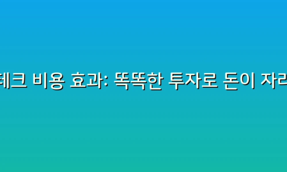 재테크 비용 효과: 똑똑한 투자로 돈이 자라는 방법