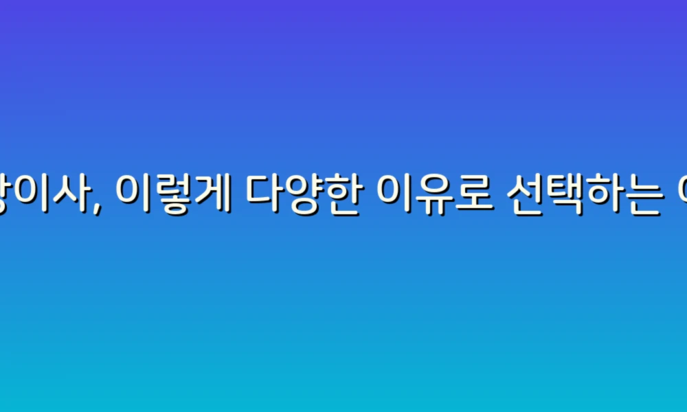 포장이사 이유