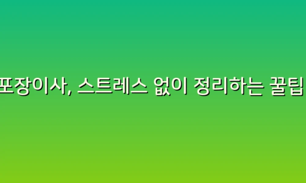 포장이사, 스트레스 없이 정리하는 꿀팁!