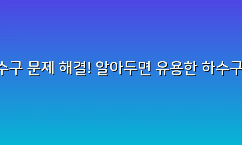 하수구 문제 해결! 알아두면 유용한 하수구 가이드 13가지