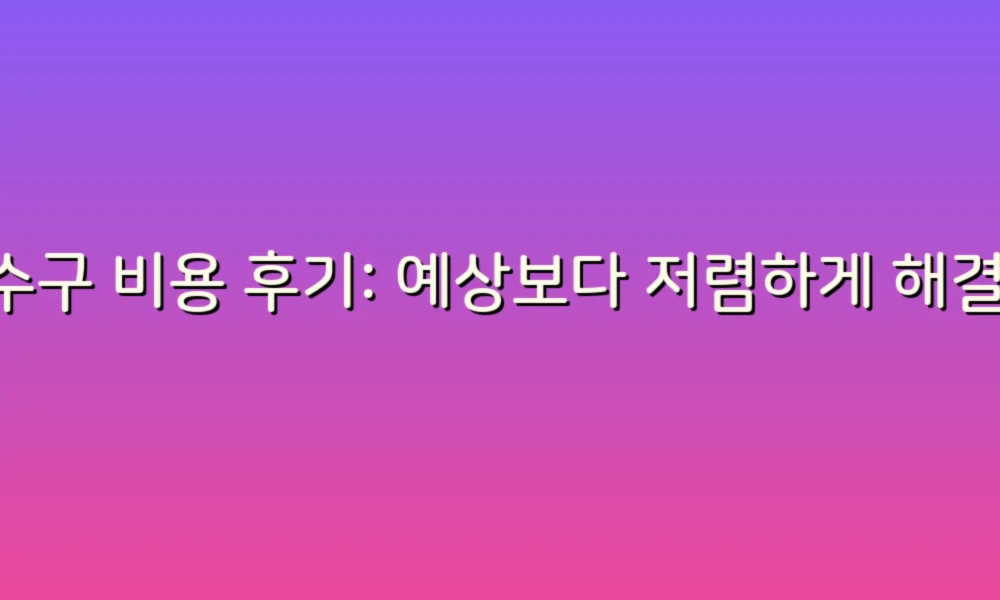 하수구 비용 후기: 예상보다 저렴하게 해결한 우리의 경험!