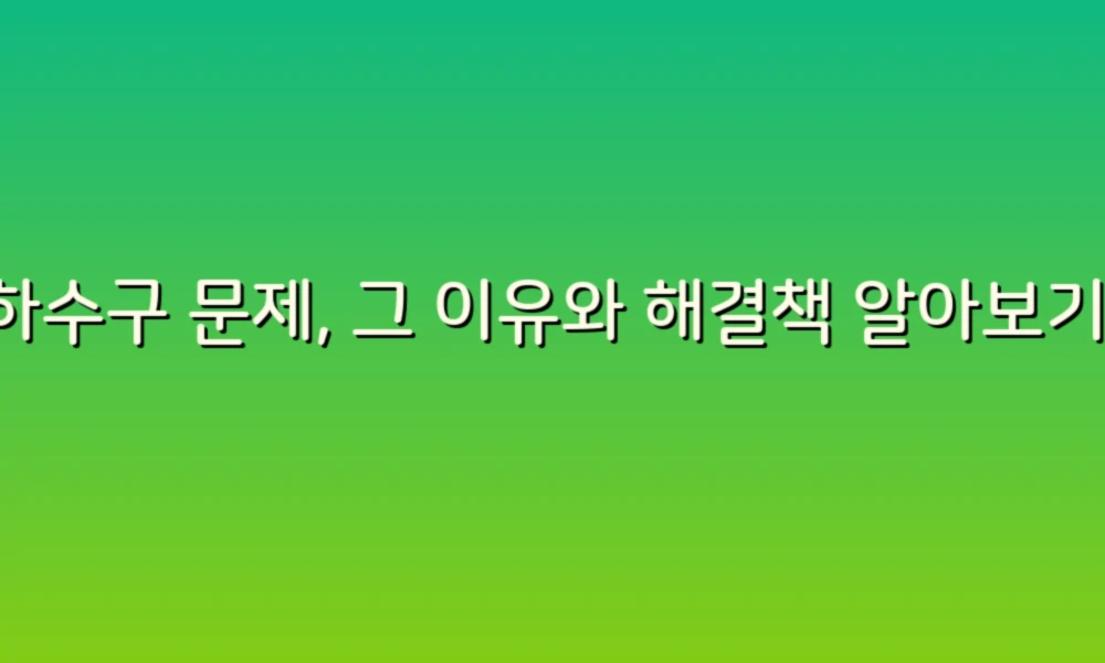 하수구 문제, 그 이유와 해결책 알아보기!