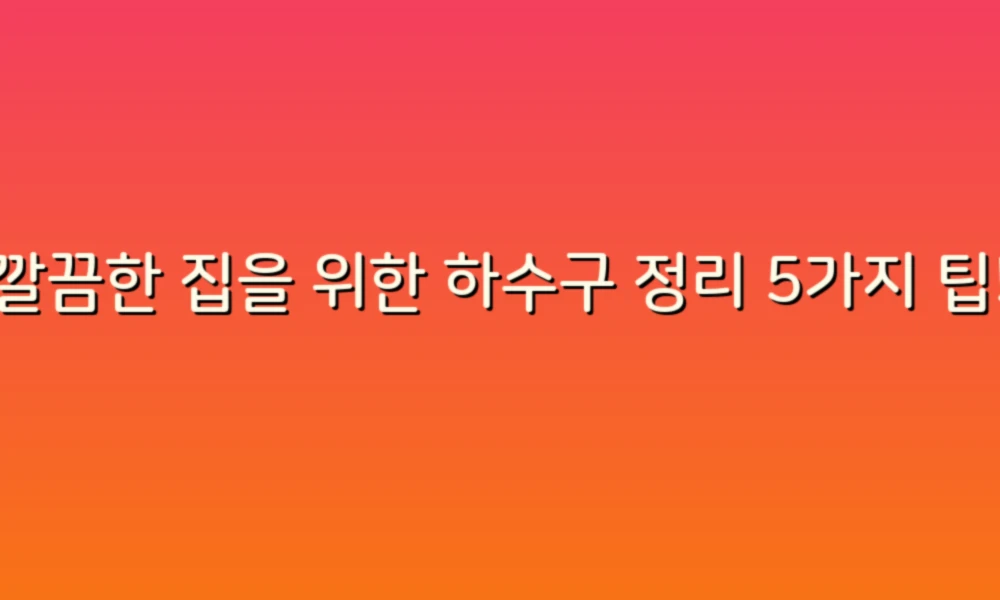 깔끔한 집을 위한 하수구 정리 5가지 팁!