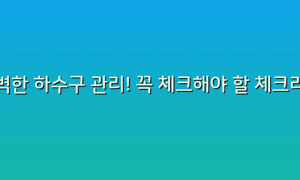 완벽한 하수구 관리! 꼭 체크해야 할 체크리스트 소개